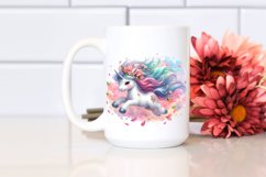 Tumbling Baby Unicorn with Spring Petals | Clipart Product Image 2