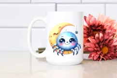 Colorful Baby Spider Resting by Moon | Sublimation | Clipart Product Image 2
