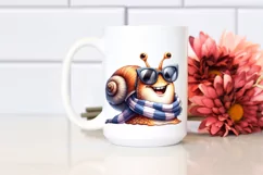 Whimsical Snail Scarf Watercolor Clipart Product Image 2