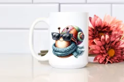 Whimsical Snail Scarf Watercolor Clipart Product Image 2