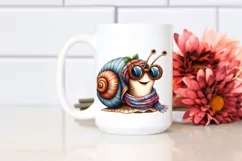 Whimsical Snail Scarf Watercolor Clipart Product Image 2