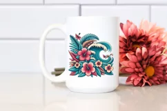 Retro Tropical Flower Waves | Clipart Product Image 2