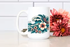 Retro Tropical Flower Waves | Clipart Product Image 2