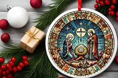 Round Christmas Ornament Sublimation|Clipart Product Image 1
