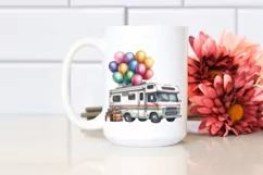 Vintage RV Balloons Watercolor Clipart Product Image 2