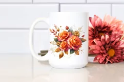 Vibrant Orange Roses Watercolor PNG Product Image 2