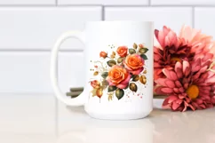 Vibrant Orange Roses Watercolor PNG Product Image 2
