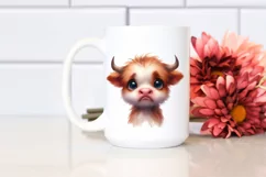 Funny Baby Face Expressive Highland Cow PNG Product Image 2