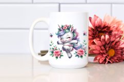 Cute Baby Unicorn Dancing with Flowers | Clipart Product Image 2