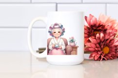 Old Lady with Tea Cup Clipart Product Image 2
