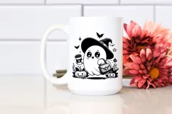 Cute Ghost with Purse Holding Coffee PNG Product Image 2