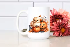 Cute Baby Chicken with Halloween Pumpkin PNG Product Image 2