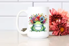 Colorful Frog with Flower Crown PNG Product Image 2