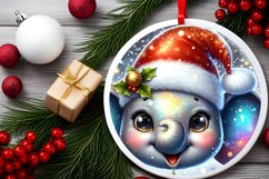 Christmas Elephant Smiling Round Ornament Sublimation PNG Product Image 2