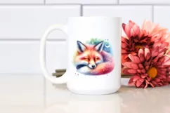 Vibrant Watercolor Pastel Fox | Sublimation | Clipart Product Image 1