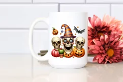 Funny Watercolor Halloween Skull Clipart Product Image 2