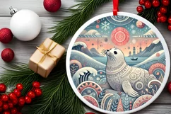 Round Christmas Ornament Sublimation|Clipart Product Image 1