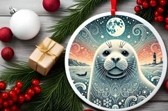 Round Christmas Ornament Sublimation|Clipart Product Image 1