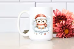 Santa Owl on Cloud PNG Product Image 2