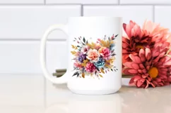 Abstract Bouquet with Carnation in Gold Foil Clipart Product Image 2