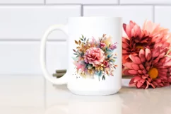 Abstract Bouquet with Carnation in Gold Foil Clipart Product Image 2