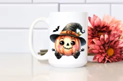 Funny Watercolor Halloween Pumpkin Clipart Product Image 2