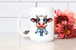 Cow Charming Tie Cow Portrait | Cartoon Clipart Product Image 2
