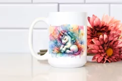 Colorful Unicorn with Abstract Background PNG Product Image 2