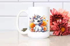 Pastel Baby Unicorn with Marigold | Sublimation | Clipart Product Image 2