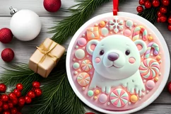 Round Christmas Ornament Sublimation|Clipart Product Image 1