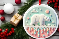 Round Christmas Ornament Sublimation|Clipart Product Image 1