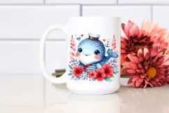 Colorful Baby Whale with Sailor | Clipart Product Image 2
