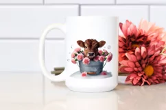 Highland Cow Carnation Bucket | Sublimation Clipart Product Image 2