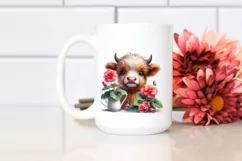 Smiling Highland Cow Begonia Vase | Sublimation Clipart Product Image 2
