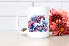 Vibrant Watercolor Baby Unicorn | Clipart Product Image 2