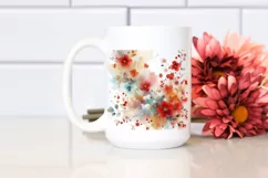 Abstract Vibrant Watercolor with Red Flowers PNG Product Image 2