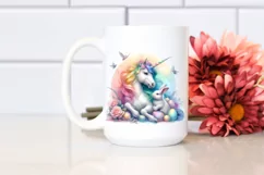 Colorful Baby Unicorn with Rabbit PNG Product Image 2