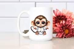 Funny Watercolor Baby Monkey Clipart Product Image 2