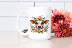 Cute Highland Cow with Floral Frame | Clipart Product Image 2