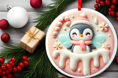 Round Christmas Ornament Sublimation|Clipart Product Image 1