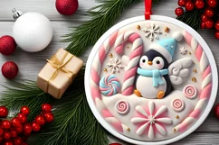 Round Christmas Ornament Sublimation|Clipart Product Image 1