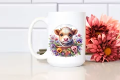 Cute Highland Cow with Floral Frame | Clipart Product Image 2