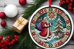 Round Christmas Ornament Sublimation|Clipart Product Image 1