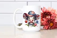Cow Portrait Sun Hat USA Flag Colors Product Image 2