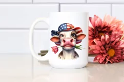 Cow Portrait Sun Hat USA Flag Colors Product Image 2