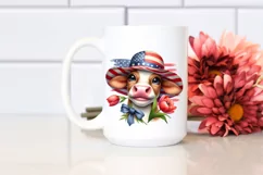 Cow Portrait Usa Flag Clipart Product Image 2