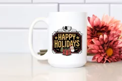 Retro Happy Holidays Clipart PNG Product Image 2
