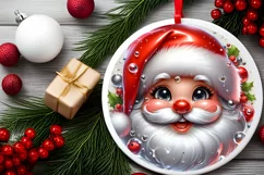 Christmas Santa Claus Smiling Round Ornament Sublimation PNG Product Image 2