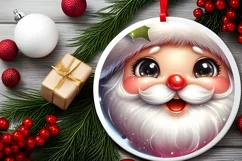 Christmas Santa Claus Smiling Round Ornament Sublimation PNG Product Image 2