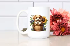 Centered Cute Baby Dog with Flowers PNG Product Image 2